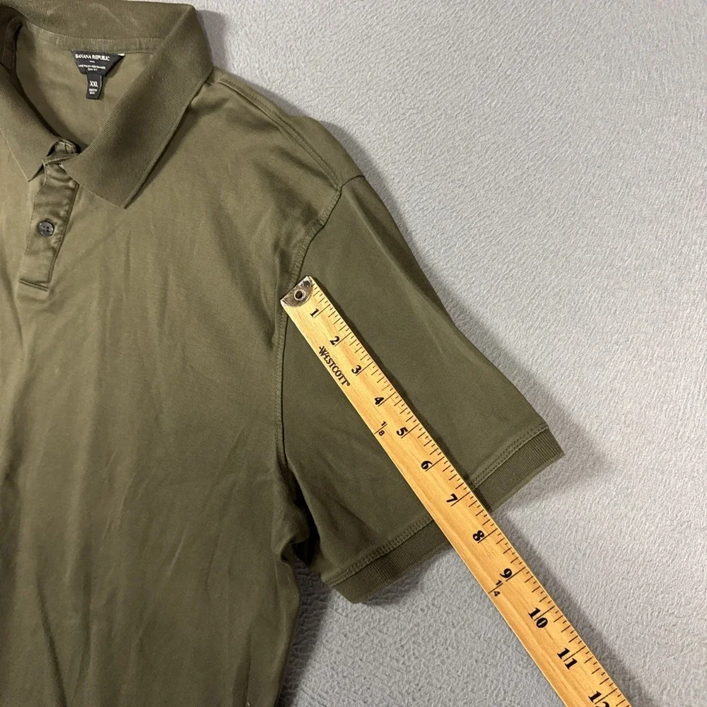 Banana Republic Polo Shirt Mens XXL Green Slim Fit Lux Touch Stretch Performance